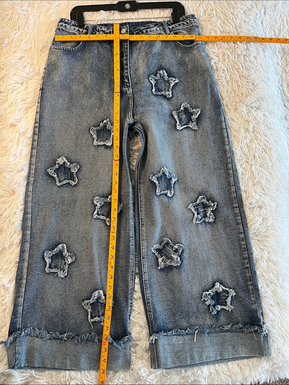 Bibi XL BiBi Distressed Star Flare Jeans - Blue - Picture 3 of 12